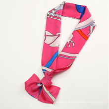 Silk Twill Decoration Tie Scarf Acessórios Scarf Pink